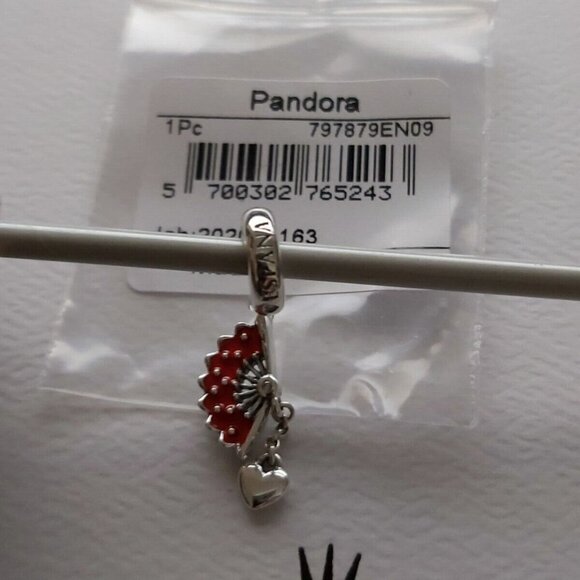 Authentic Pandora *Retired* Sterling Silver Spanish Fan Dangle Charm 797879EN09 - Picture 3 of 10